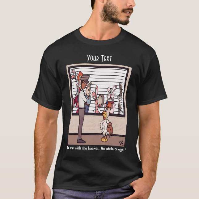 Kaninchen in einer Lineup Männer schwarzen T - Shi T-Shirt (Vorderseite)
