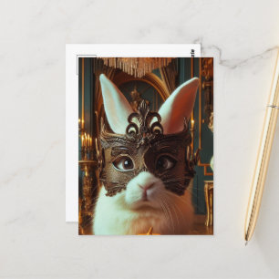 Kaninchen in einer Maske Postkarte