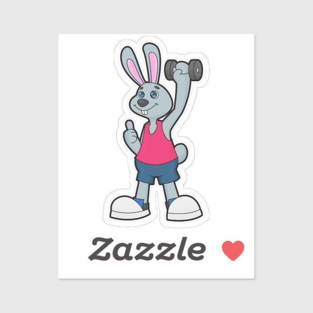 Kaninchen in Fitness mit Dumbell Aufkleber (Blatt)