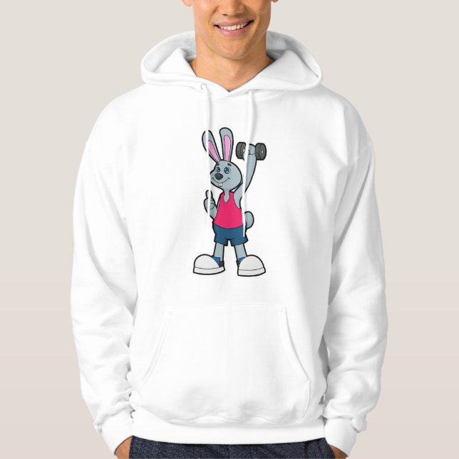 Kaninchen in Fitness mit Dumbell Hoodie (Vorderseite)