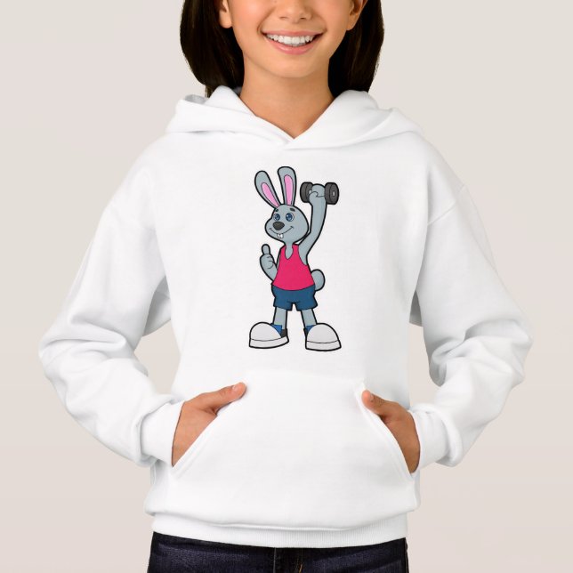 Kaninchen in Fitness mit Dumbell Hoodie (Vorderseite)