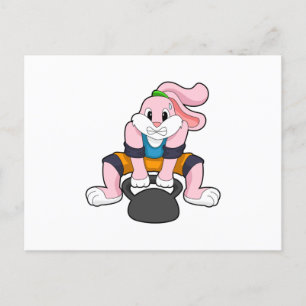 Kaninchen in Fitness mit Dumbell.PNG Postkarte