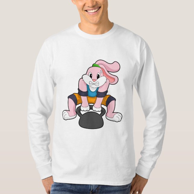 Kaninchen in Fitness mit Dumbell.PNG T-Shirt (Vorderseite)