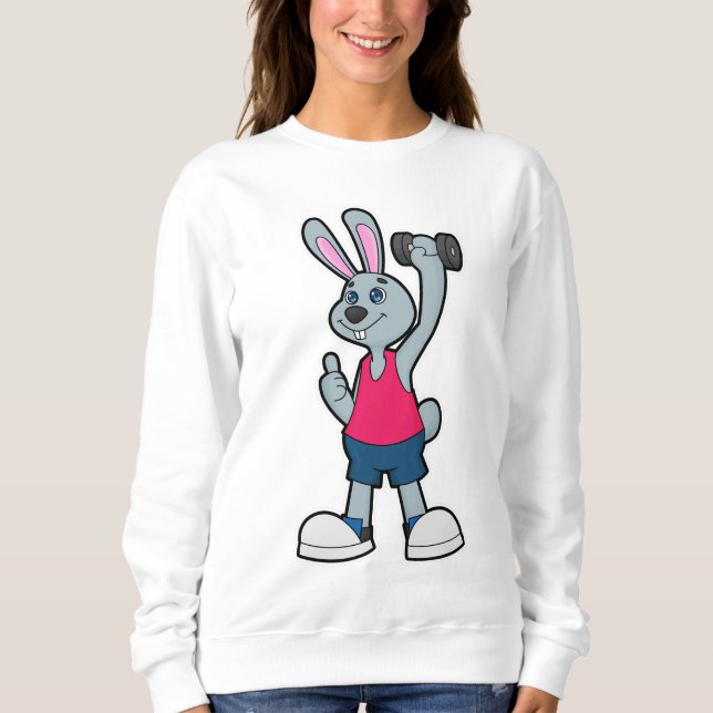 Kaninchen in Fitness mit Dumbell Sweatshirt (Vorderseite)
