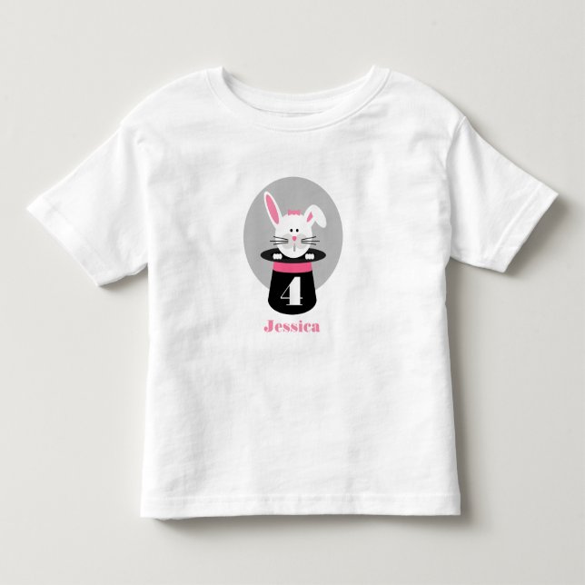 Kaninchen in Hat Magician Geburtstag Shirt - Rosa (Vorderseite)