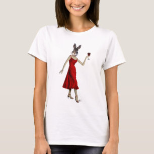 Kaninchen in rotem Kleid T-Shirt