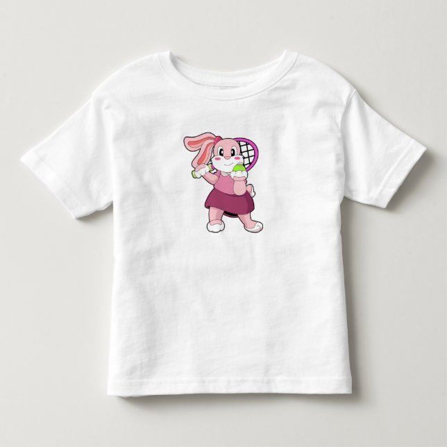 Kaninchen in Tennis mit Tennisschläger Kleinkind T-shirt (Vorderseite)