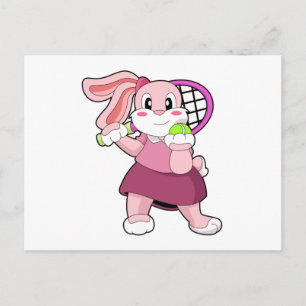 Kaninchen in Tennis mit Tennisschläger Postkarte