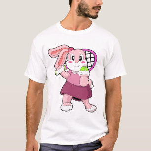 Kaninchen in Tennis mit Tennisschläger T-Shirt