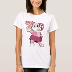 Kaninchen in Tennis mit Tennisschläger T-Shirt