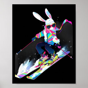 Kaninchen Kaninchen Skifahren Skifahrer Ski Winter Poster