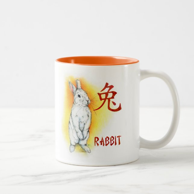 KANINCHEN-KANINCHEN ZWEIFARBIGE TASSE (Rechts)