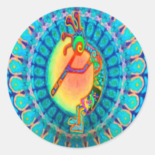 Kaninchen Kokopelli Runder Aufkleber