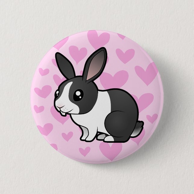 Kaninchen-Liebe (glattes Haar des uppy Ohrs) Button (Vorderseite)