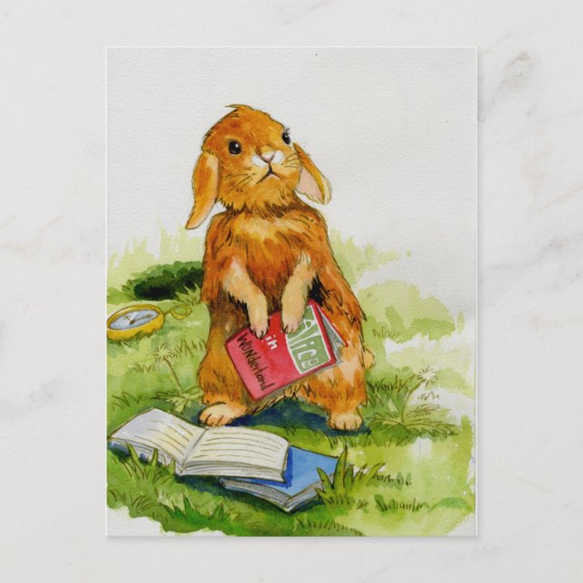 Kaninchen-Lieben lesen Postkarte (Vorderseite)
