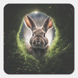Kaninchen Loch Bunny Cute Quadratischer Aufkleber