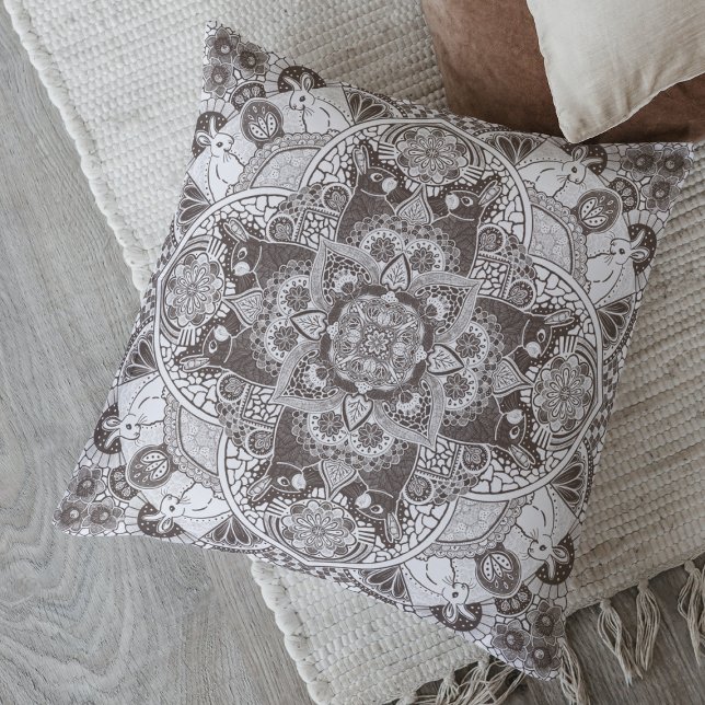 Kaninchen Mandala Wählen Sie Ihre Farbe Kissen (Von Creator hochgeladen)