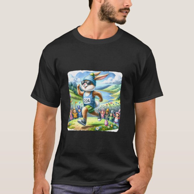 Kaninchen-Marathon mit Landschaftlicher Landschaft T-Shirt (Vorderseite)