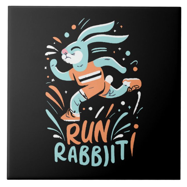 Kaninchen-Marathonläufer niedlich Fliese (Vorderseite)