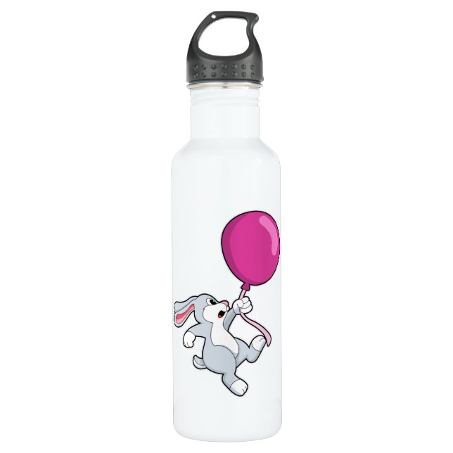 Kaninchen mit Ballon Edelstahlflasche (Vorderseite)