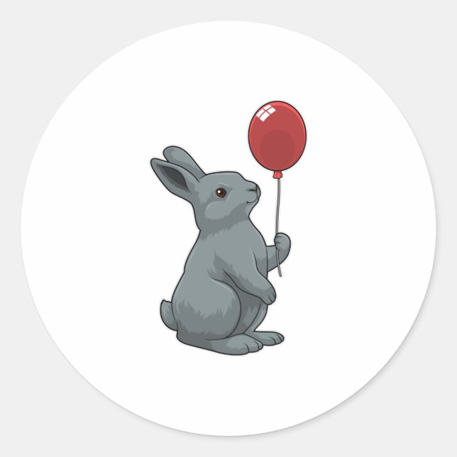 Kaninchen mit Ballon Runder Aufkleber (Vorderseite)