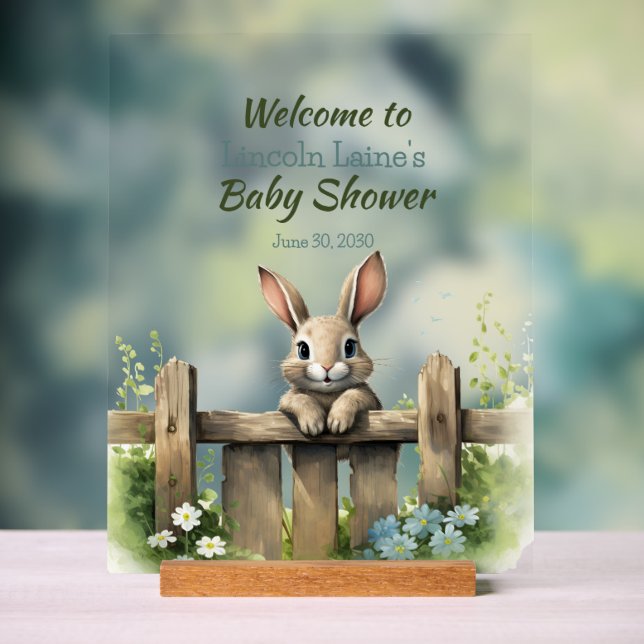 Kaninchen mit Blick auf eine Babydusche Acrylschild (Neutral)