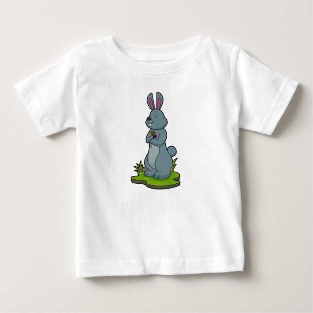 Kaninchen mit Blume Baby T-shirt (Vorderseite)