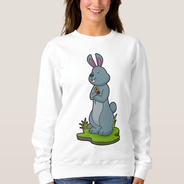 Kaninchen mit Blume Sweatshirt (Vorderseite)