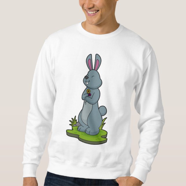 Kaninchen mit Blume Sweatshirt (Vorderseite)