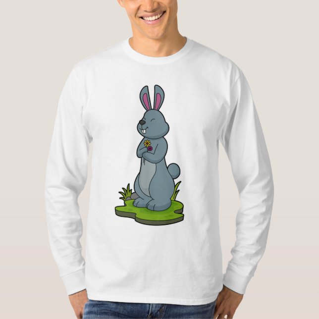 Kaninchen mit Blume T-Shirt (Vorderseite)