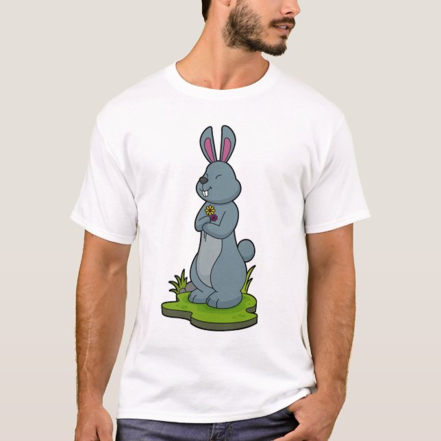 Kaninchen mit Blume T-Shirt (Vorderseite)