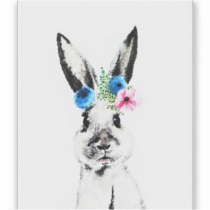 Kaninchen mit Blumen Aufkleber