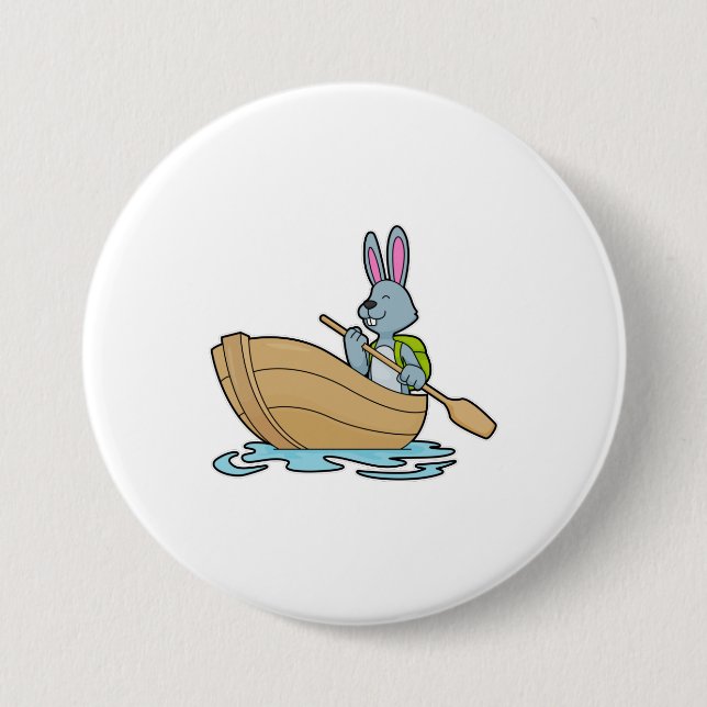 Kaninchen mit Boot & Paddle Button (Vorderseite)