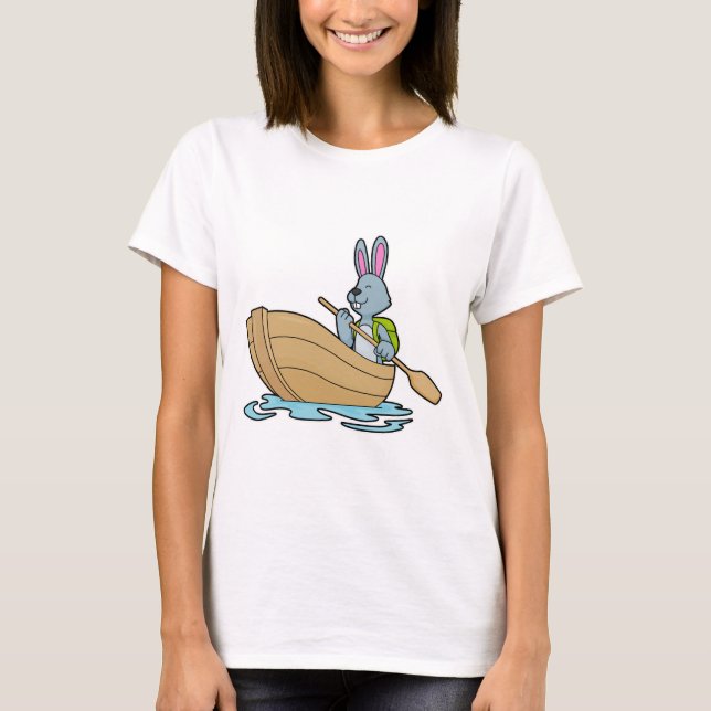 Kaninchen mit Boot & Paddle T-Shirt (Vorderseite)