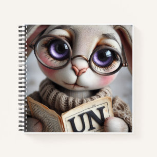 Kaninchen mit Brille mit einem Buch