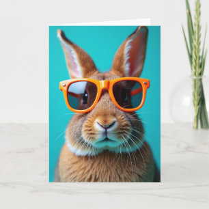 Kaninchen mit Brille Porträtkarte Karte