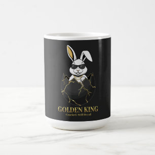 Kaninchen mit cooler Brille, Gold, rissig, königli Kaffeetasse