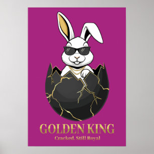 Kaninchen mit cooler Brille, Gold, rissig, königli Poster