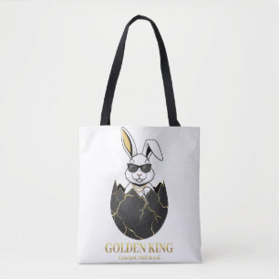 Kaninchen mit cooler Brille, Gold, rissig, königli Tasche