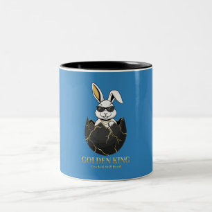 Kaninchen mit cooler Brille, Gold, rissig, königli Zweifarbige Tasse