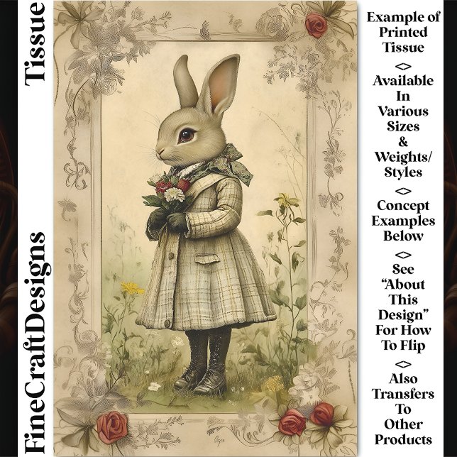 Kaninchen mit Dresskanne, Blume CK3 Decoupage Seidenpapier (Von Creator hochgeladen)