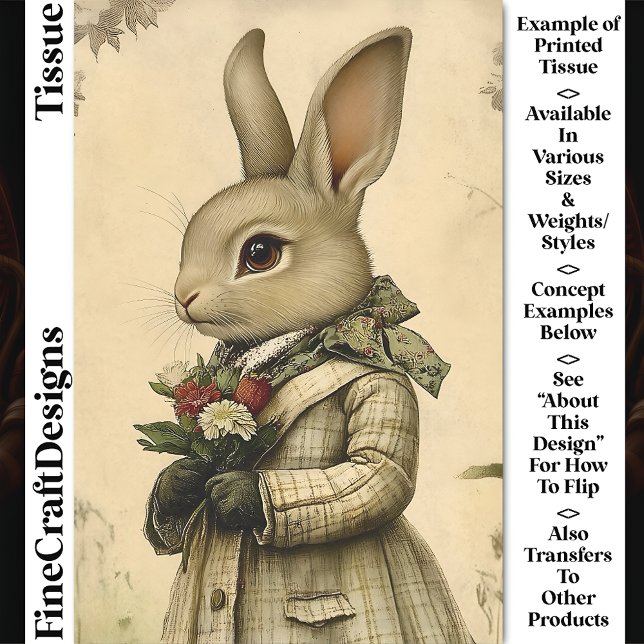 Kaninchen mit Dresskanne, Blume CK4 Decoupage Seidenpapier (Von Creator hochgeladen)