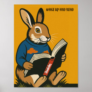 Kaninchen mit einem Buch - Weck hoch und lese! Poster