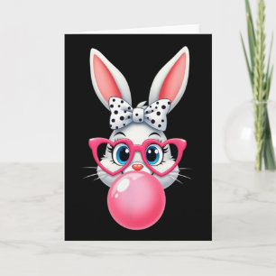 Kaninchen mit gepunkteter Schleife und Brille pust Karte
