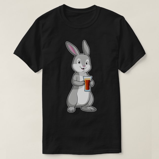Kaninchen mit Getränk T-Shirt (Design vorne)