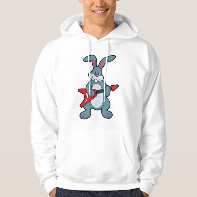 Kaninchen mit Gitarre Hoodie (Vorderseite)