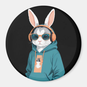 Kaninchen mit Hoodie Funny Coole Tierart Magnet