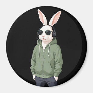 Kaninchen mit Hoodie Funny Coole Tierart Magnet