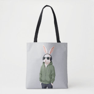 Kaninchen mit Hoodie Funny Coole Tierart Tasche