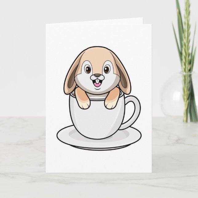 Kaninchen mit Kaffee-Cup Karte (Vorderseite)